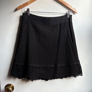 LOFT Elegant Black Lace A-Line Skirt